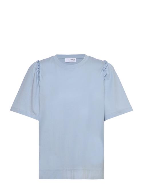 Slfpenelope 2/4 Ruffle Tee Noos Selected Blue
