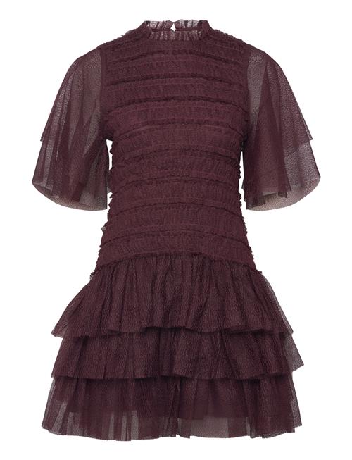 Malina Minnie Short Sleeve Lace Mini Dress Malina Burgundy