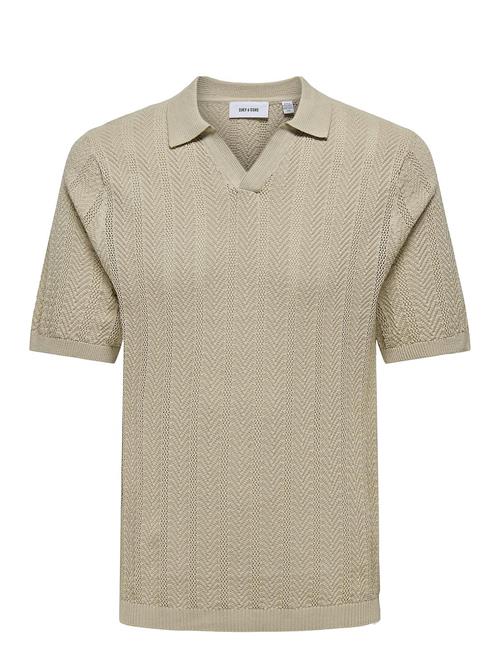 ONLY & SONS Onslucas Reg 12 Ss Crochet Polo Knit ONLY & SONS Beige