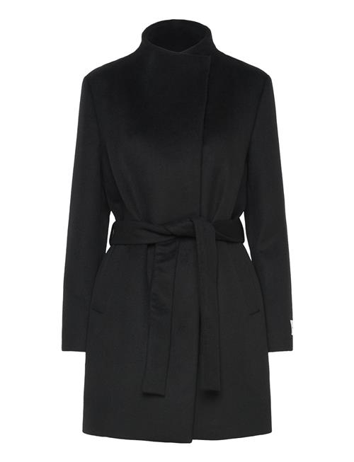 Wool Funnel Neck Coat Calvin Klein Black