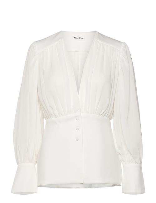 Malina Wilhelmina Wrap Detail Chiffon Blouse Malina White