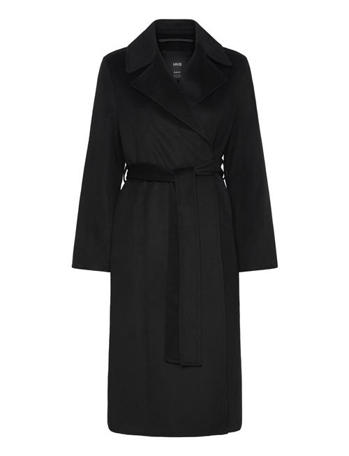 Se Wool Coat With Handmade Belt Mango Black ved Booztlet