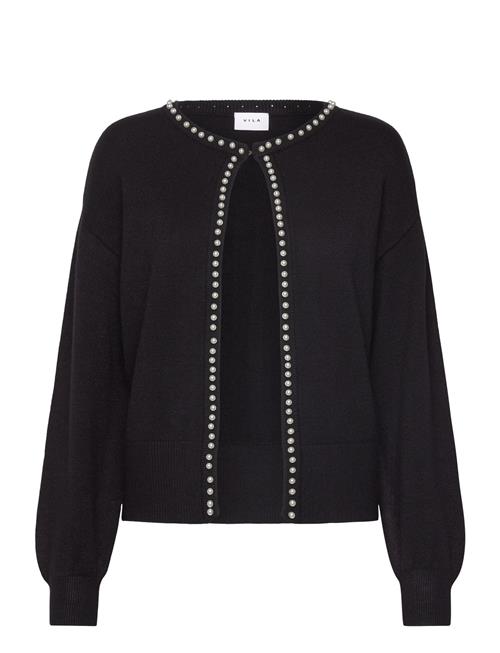 Vila Vizafina L/S O-Neck Pearl Knit Cardigan Vila Black