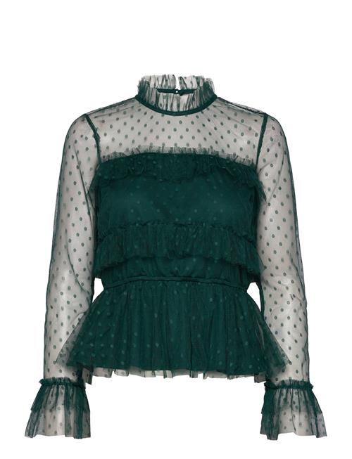 Bubbleroom Rhoda Dotted Mesh L/S Blouse Bubbleroom Green