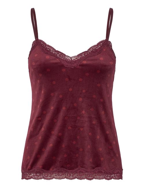 Hunkemöller Velours Lace Cami Top Hunkemöller Burgundy