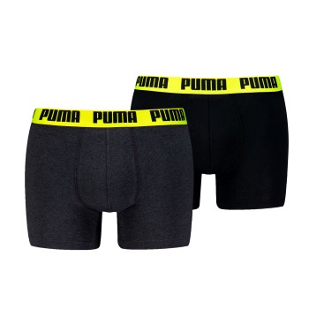 Puma 2P Men Everyday Basic Boxer Sort/Gul bomuld Small Herre