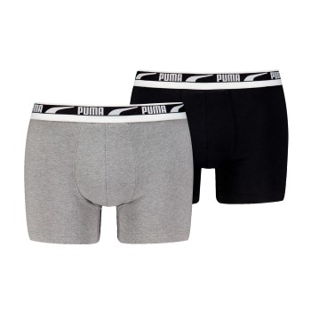 Puma 2P Men Multi Logo Boxer Sort/Hvid bomuld Small Herre