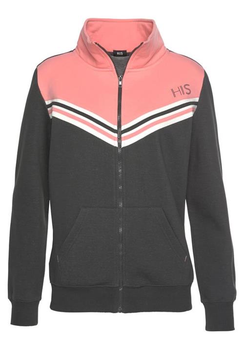 H.I.S Sweatjakke  basalgrå / lys pink / hvid