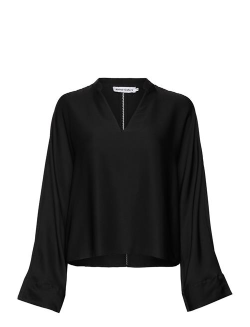 Nina V-Neck Silk Blouse Ahlvar Gallery Black