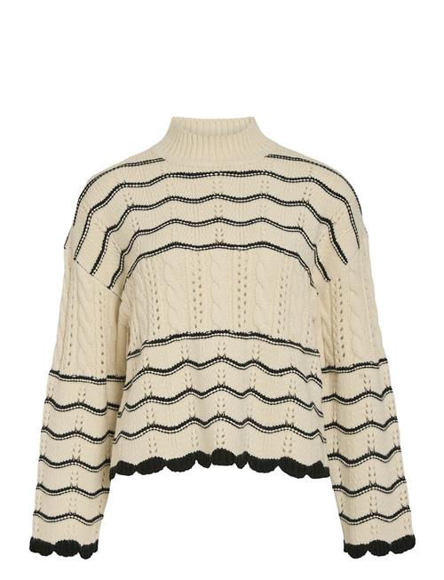 Viovirina High Neck L/S Cable Knit Top Vila Beige