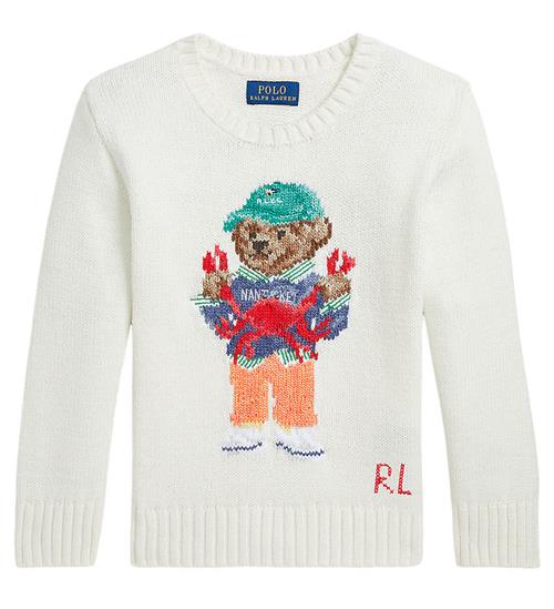 Polo Ralph Lauren Bluse - Strik - Hvid m. Bamse