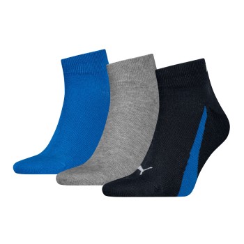 Puma Strømper 3P Lifestyle Quarter Socks Sort/Blå Str 39/42