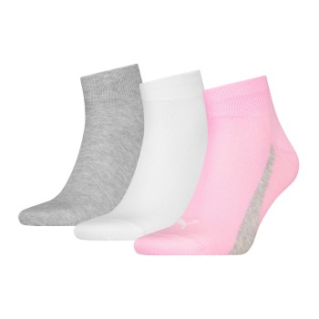 Puma Strømper 3P Lifestyle Quarter Socks Rosa/Grå Str 39/42