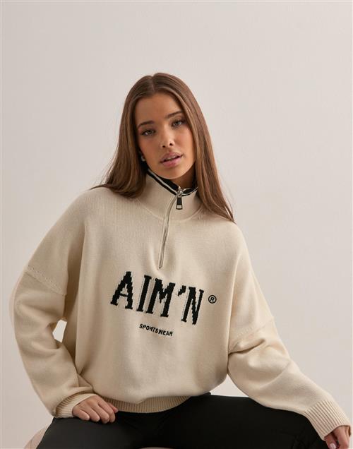 Aim'n - Beige - College Knitted Half Zip