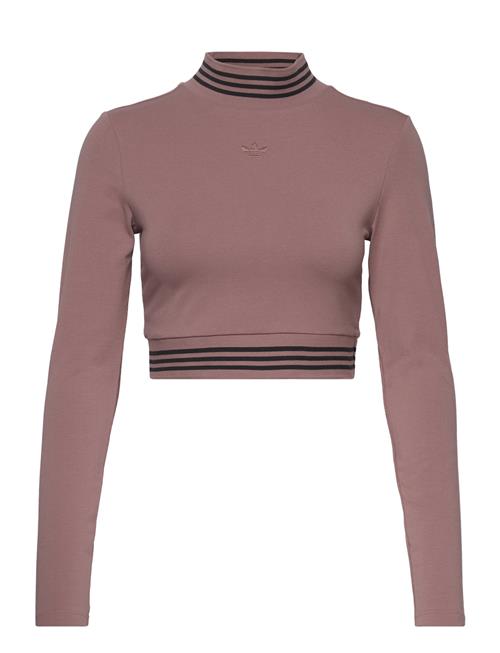 Long-Sleeve Top With Ribbed Collar And Hem Adidas Originals Beige