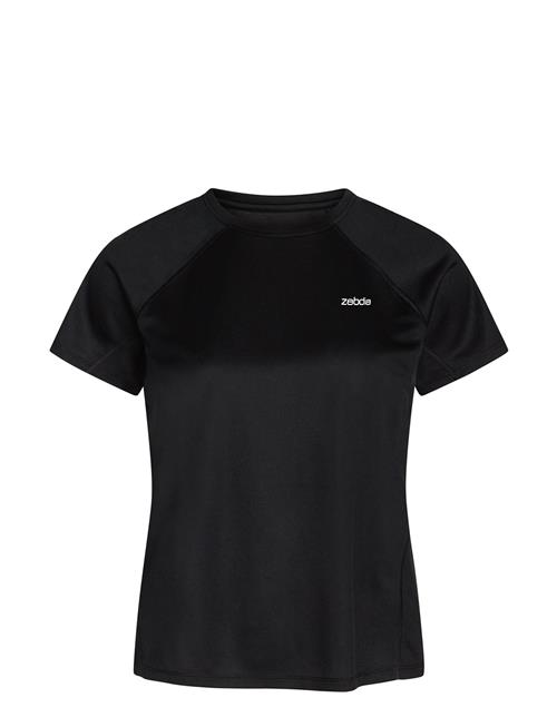 Women Sports T-Shirt With Chest Print ZEBDIA Black