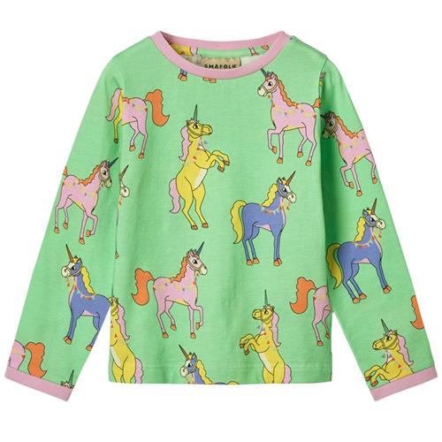 Småfolk Unicorns Langærmet T-shirt Minty Green Tea 3-4 Y  Grøn  3-4 år  kvinde