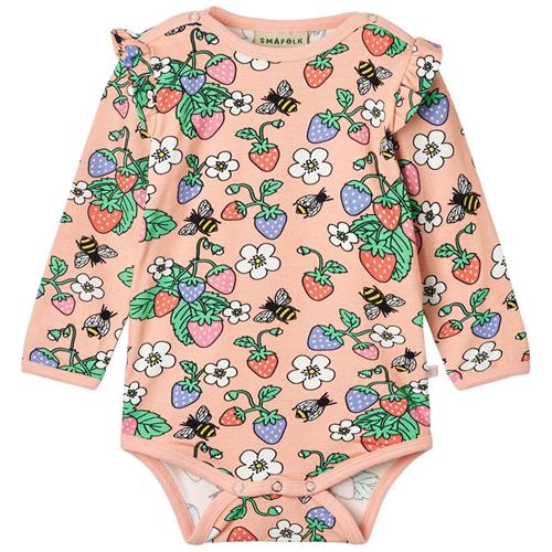 Småfolk Long Sleeved Baby Body With Strawberries Blossom Strawberries Baby Body Blossom | Lyserød | 92 cm