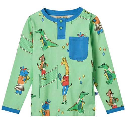 Småfolk Long Sleeved Top With Tennis Club Minty Green Tea Tennis Club Langærmet T-shirt Minty Green Tea | Grønn | 3-4 years