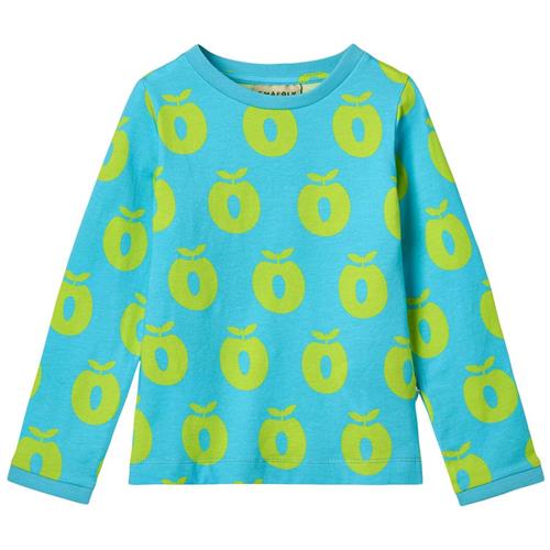 Se Småfolk Apples Langærmet T-shirt Blue Atoll 5-6 Y  Blå  5-6 år  mand ved Babyshop