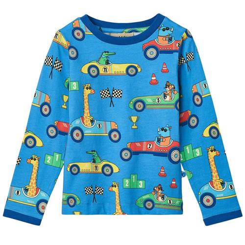 Småfolk Long Sleeved Top With Race Cars Tropic Sea Race Cars Langærmet T-shirt Tropic Sea | Blå | 4-5 years