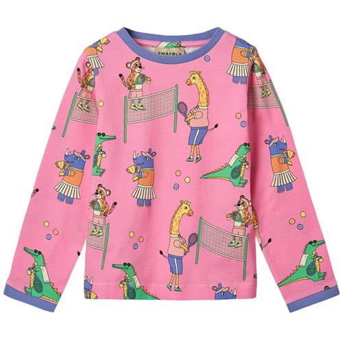 Småfolk Long Sleeved Top With Tennis Club Bubblegum Tennis Club Langærmet T-shirt Bubblegum | Lyserød | 4-5 years