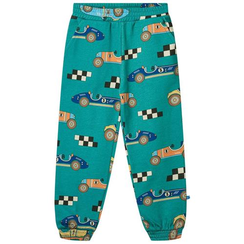 Småfolk Pants With Race Cars Teal Race Cars Joggingbukser Teal | Grønn | 3-4 years