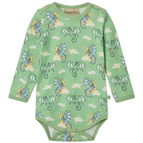 Småfolk Sleeping Dragons Baby Body Sage 74 cm  Grøn  74 cm  Unisex