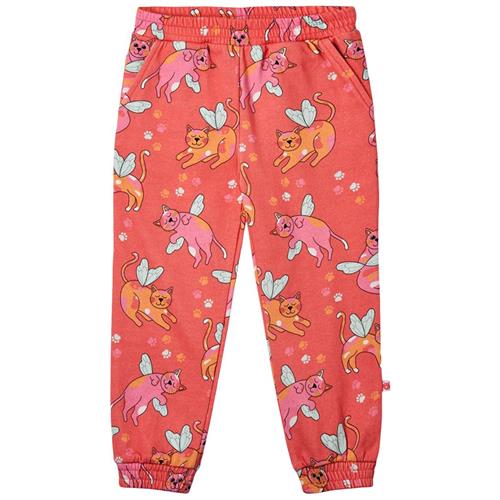 Småfolk Pants With Cats Pink Punch Cats Joggingbukser Pink Punch | Rød | 7-8 years