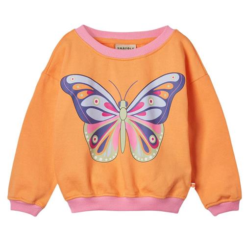 Småfolk Butterfly Sweatshirt Papaya 4-5 Y  Orange.  4-5 år  kvinde