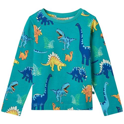 Småfolk Dinosaurs Langærmet T-shirt Teal 1-2 Y  Grøn  1-2 år  mand