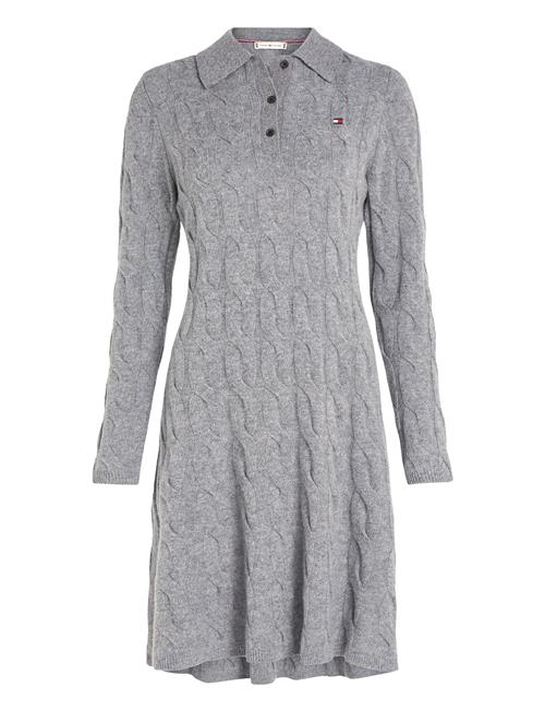 Soft Wool Cable Polo Swt Dress Tommy Hilfiger Grey