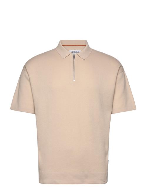 Jack & Jones Jjtroy Knit Zip Polo Jack & J S Cream