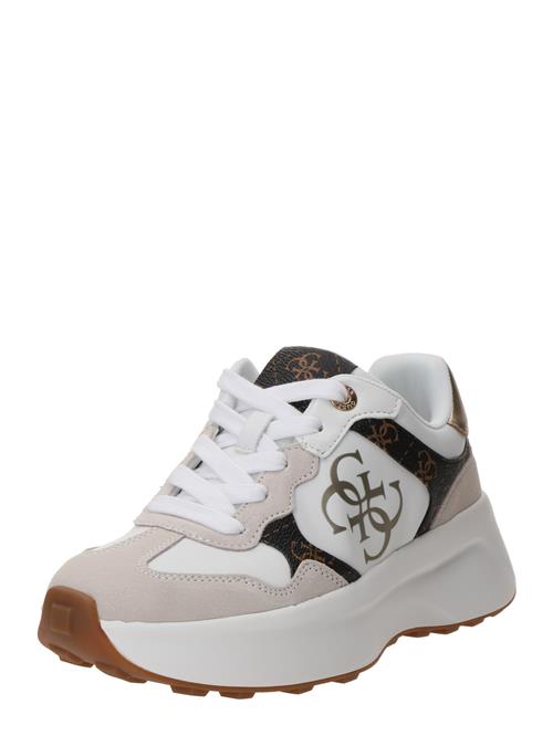 Se GUESS Sneaker low 'LUCKEI'  guld / sort / hvid / offwhite ved About You