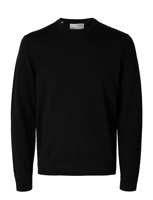 Slhtray Ls Knit Merino Crew Neck Noos Selected Homme Black