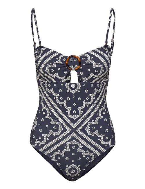 Mandy Bamboo-Ring Bandeau Swimsuit Malina Navy