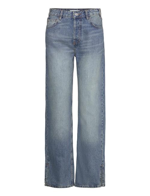 Medium-Rise Straight Jeans With Slits Mango Blue