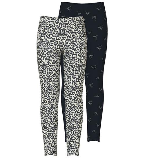 Name It Leggings - 2-pak - NkfVivian - LysegrÃ¥meleret/Sort m. Le