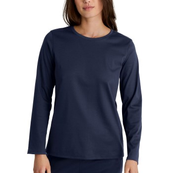 Calida Favourites Sleep Cotton Shirt Long-Sleeve Marineblå bomuld Medium Dame