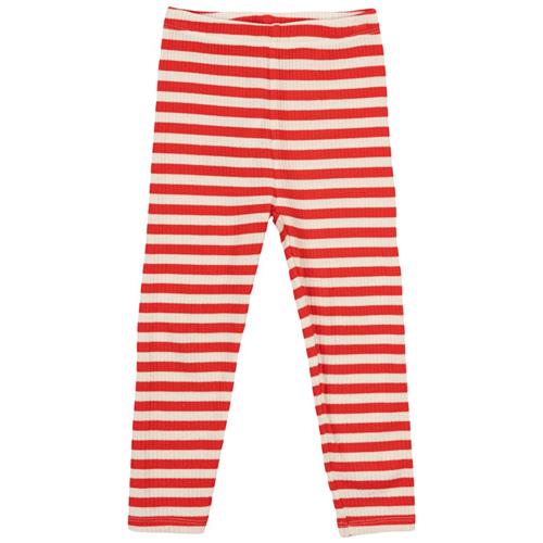 The New Siblings GOTS Fro Uni Rib Leggings Poppy Red Striped | Rød | 98 cm