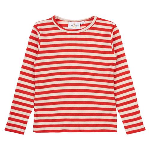 The New Siblings GOTS Fro Uni Rib T-shirt Poppy Red Striped | Rød | 104 cm