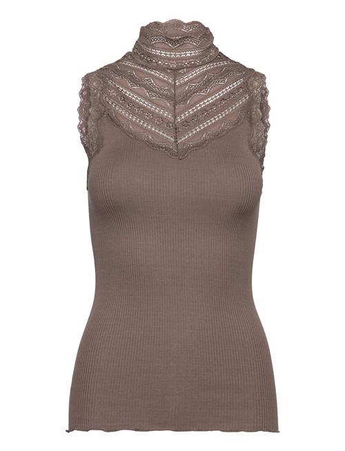 Rwbenita Sl Turtleneck Lace Top Rosemunde Brown