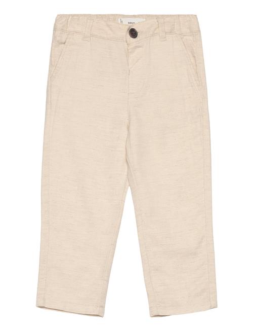 Straight Linen-Blend Trousers Mango Beige