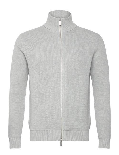 Slhdane Ls Knit Structure Full Zip Noos Selected Grey