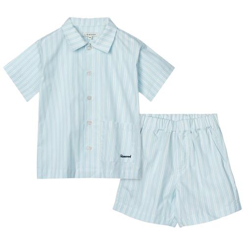 Liewood GOTS Leona Sæt Med Tøj Stripe Pure Sky Creme De La Creme 98 cm  Blå  98 cm  Unisex
