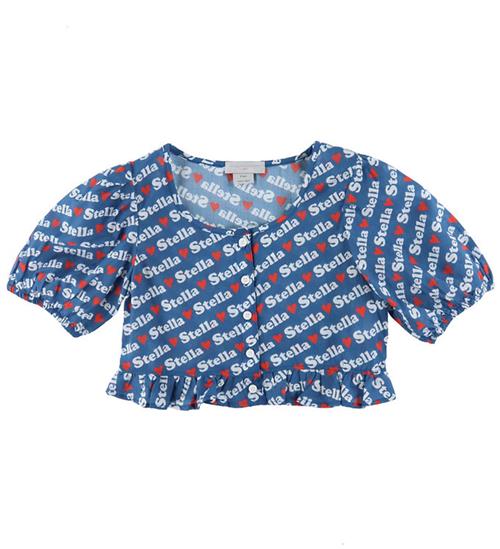 Stella McCartney Kids Top - BlÃ¥ m. Logoprint