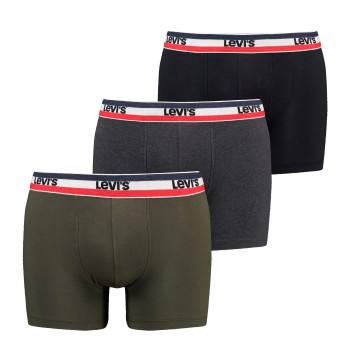 Levis 3P Logo Boxer Brief Sort/Grøn bomuld Small Herre