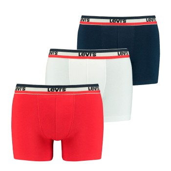 Levis 3P Logo Boxer Brief Marine/Rød bomuld Small Herre