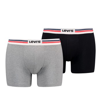 Levis 2P Men Sportswear Logo Boxer Brief Grå/Sort bomuld Large Herre