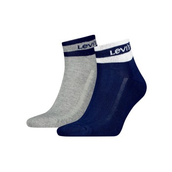 Levis Strømper 2P Mid Cut Stripe Socks Marineblå/Grå Str 39/42